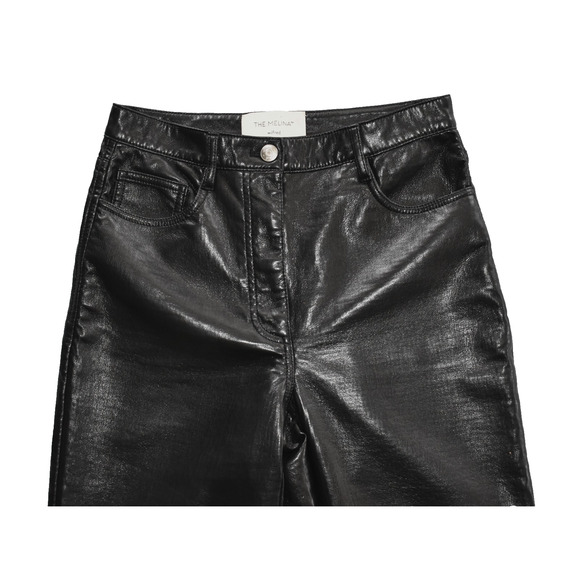 A6 NEW THE MELINA WILFRED Black Vegan Faux Leather Straight Leg Jeans Size 4 - Picture 3 of 6